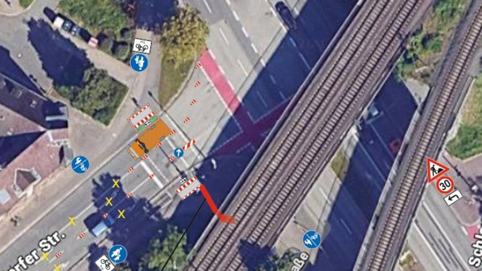Ehndorfer Straße Verkehrszeichenplan der Baustelle an der Ehndorfer Straße
