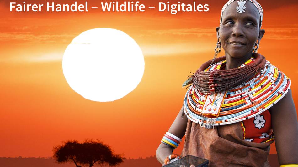 Flyer für die Veranstaltung "Ostafrika: Fairer Handel, Wildlife, Digitales".