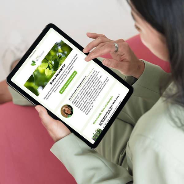 Person, die auf ein Tablet schaut
