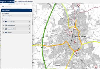 Screenshot der Baustelleninformation im "Digitalen Atlas Nord"