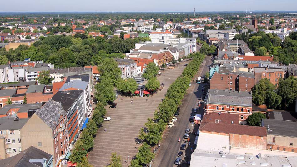 Förderung für die Innenstadt - Blick auf den Großflecken Blick von oben auf den Großflecken