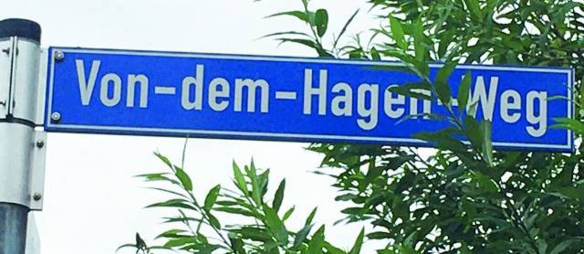 Straßenschild "Von-dem-Hagen-Weg"