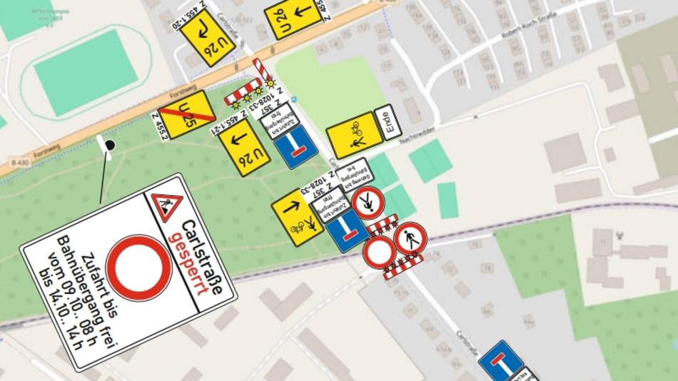 Verkehrszeichenplan für die Baustelle in der Carlstraße