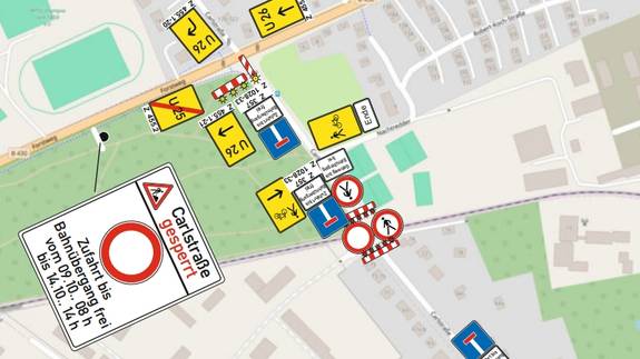 Verkehrszeichenplan für die Baustelle in der Carlstraße